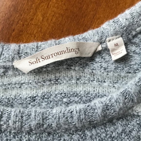 Soft Surroundings Gray, White, & Pink Oversized Sweater,  Size Med - Picture 4 of 5